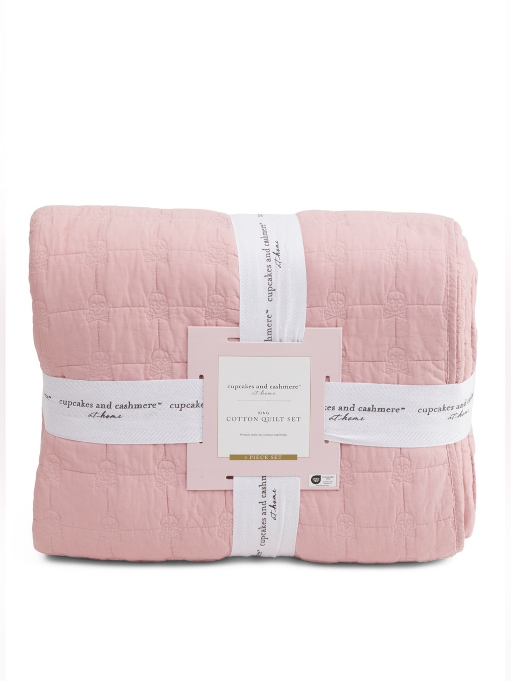 cupcakes & cashmere Blush Pink Cotton Quilt Set Queen size